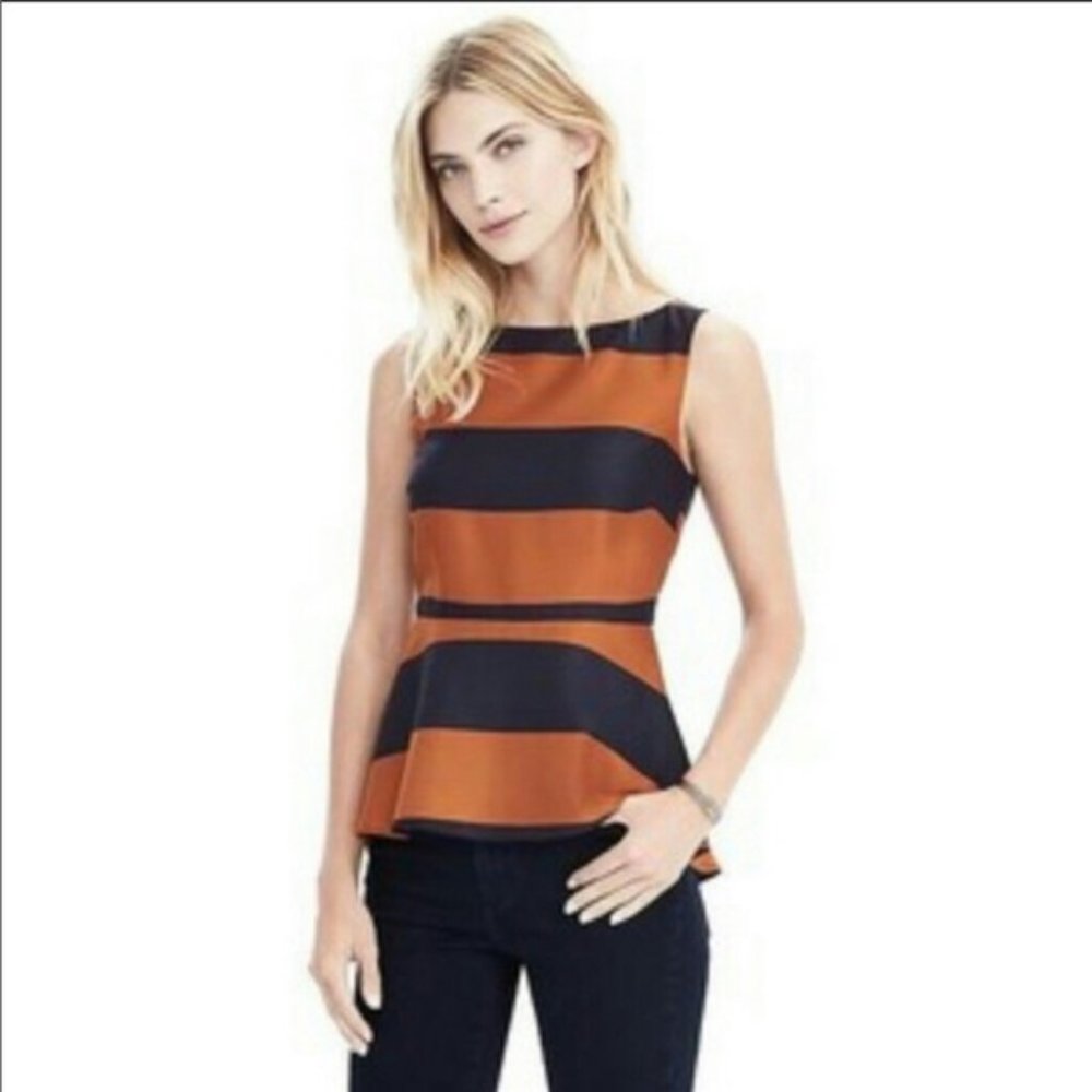 Banana Republic Striped Peplum Top Plus Size 14